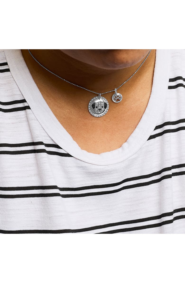 Haus of Brilliance Silver 1/4 Cttw White and Black Diamond Pitbull Dog Charm 18" Pendant Necklace, Alternate, color, White