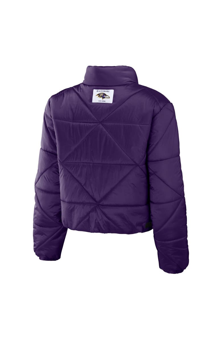WEAR by Erin Andrews Women's WEAR by Erin Andrews  Purple Baltimore Ravens Cropped Puffer Full-Zip Jacket, Alternate, color, 
