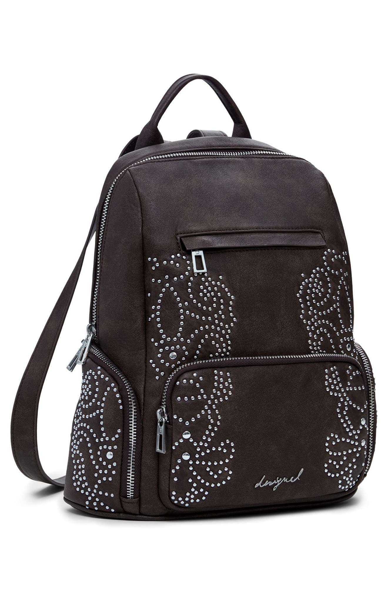 Desigual Studded Mini Backpack, Alternate, color, Dark Brown