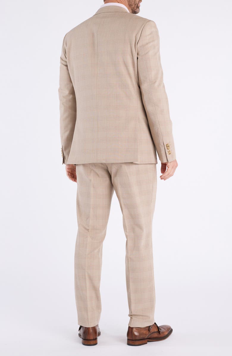 SAVILE ROW CO Hoxton Tan Plaid Stretch Suit, Alternate, color, Tan