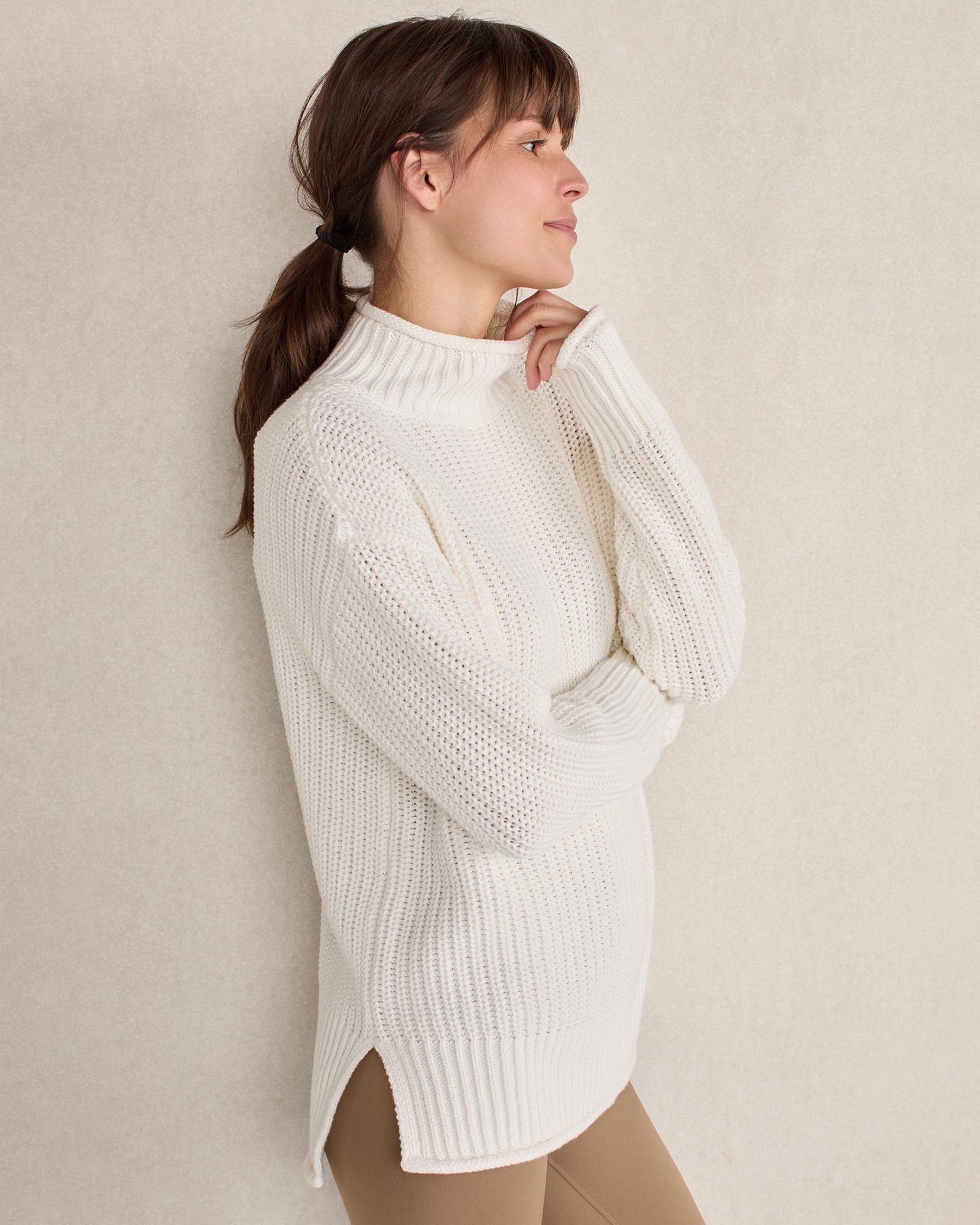 Organic Cotton Shaker Stitch Roll Neck Sweater - image 4