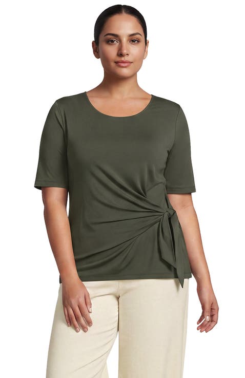 Lightweight Jersey Tie Front Top