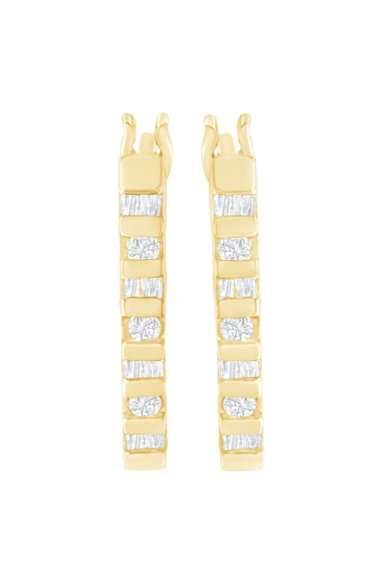 Haus of Brilliance 10K Yellow Gold Diamond Oblong Hinged Leverback Hoop Earrings, Alternate, color, Yellow