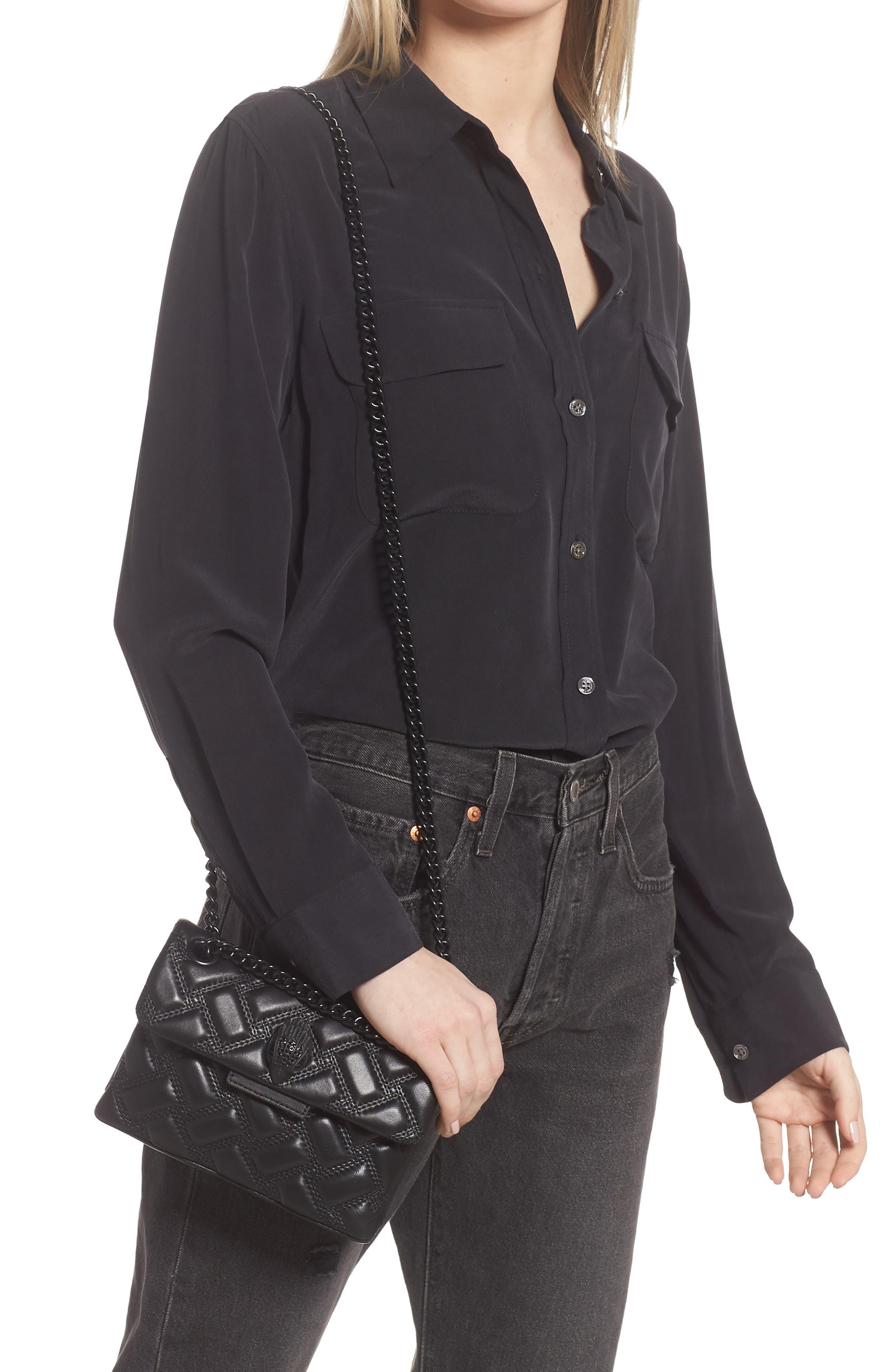 Kurt Geiger London Kensington Leather Mini Crossbody Bag, Alternate, color, Black