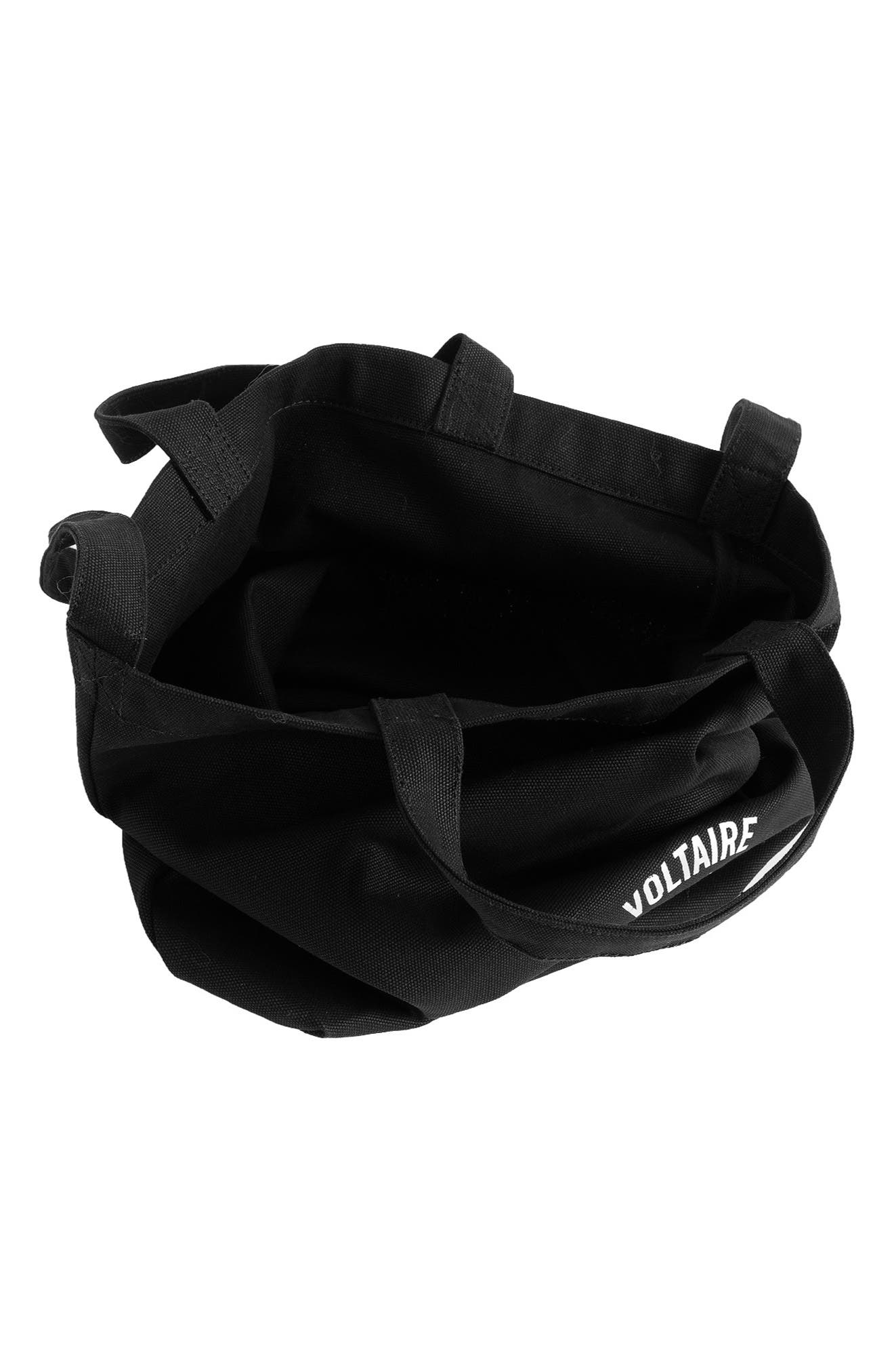 Zadig Canvas Tote, Alternate, color, BLACK