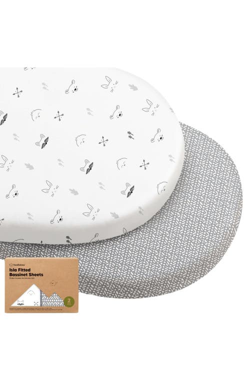 Keababies 2-pack Isla Fitted Bassinet Sheets In Gray