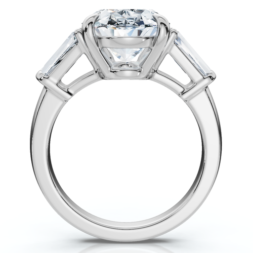 Bliss Diamond Certified 4 1/3ct Oval & Baguette Diamond Engagement Ring 14k Gold/pt Lab Grown In Silver