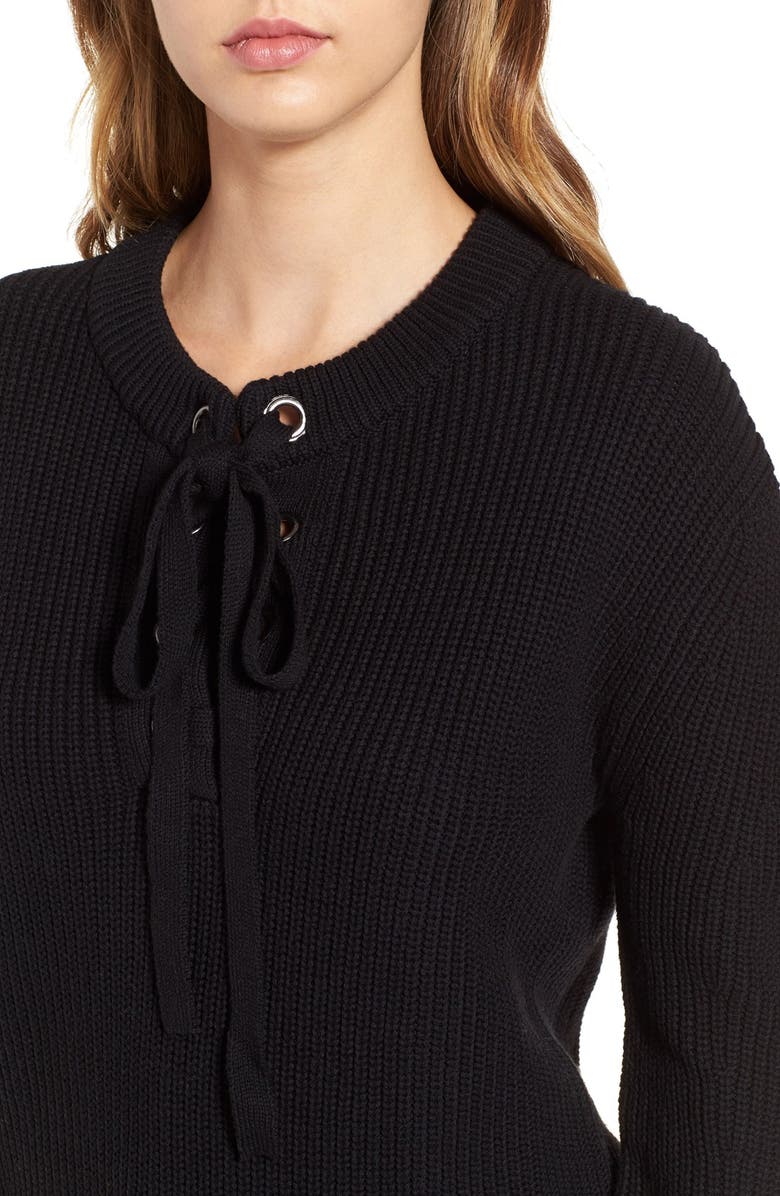 J.O.A. Lace-Up Sweater, Alternate, color,