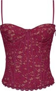 HOUSE OF CB Rania Wine Lace Corset Top