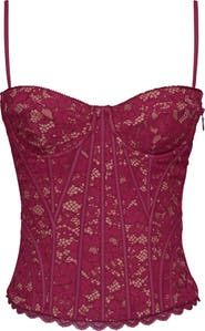 HOUSE OF CB Rania Wine Lace Corset Top