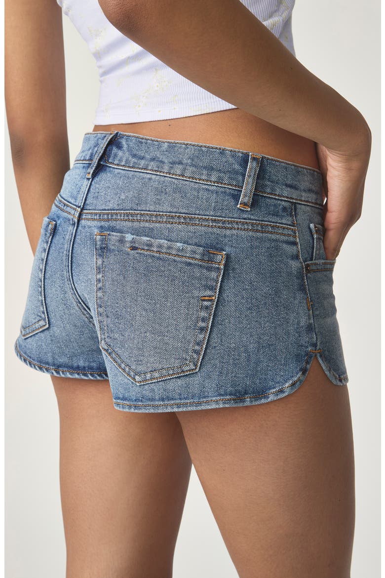 Cheeky Low Rise Denim Shorts, Alternate, color, MED WASH
