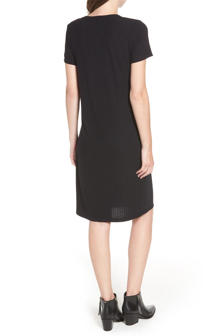 Button-Up T-Shirt Dress, Alternate, color, BLACK