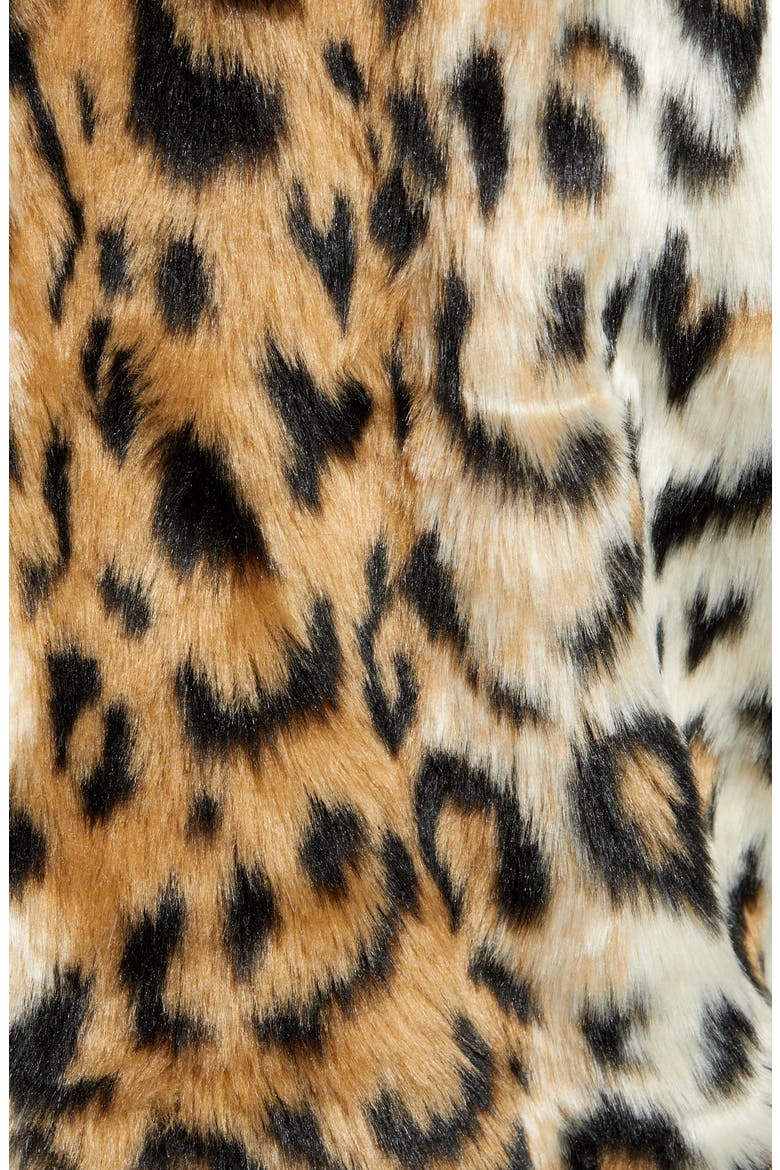 Leopard Faux Fur Bomber Jacket, Alternate, color, BLACK