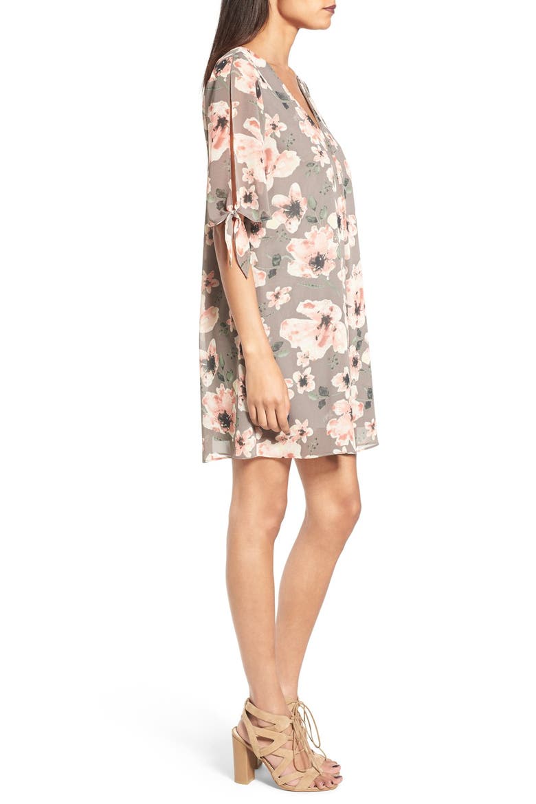 Jules Split Sleeve Shift Dress, Alternate, color, GREY FLORAL