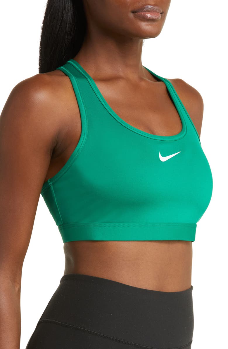 Nike Dri-FIT Swoosh Medium Support Padded Sports Bra, Alternate, color, Malcht/White