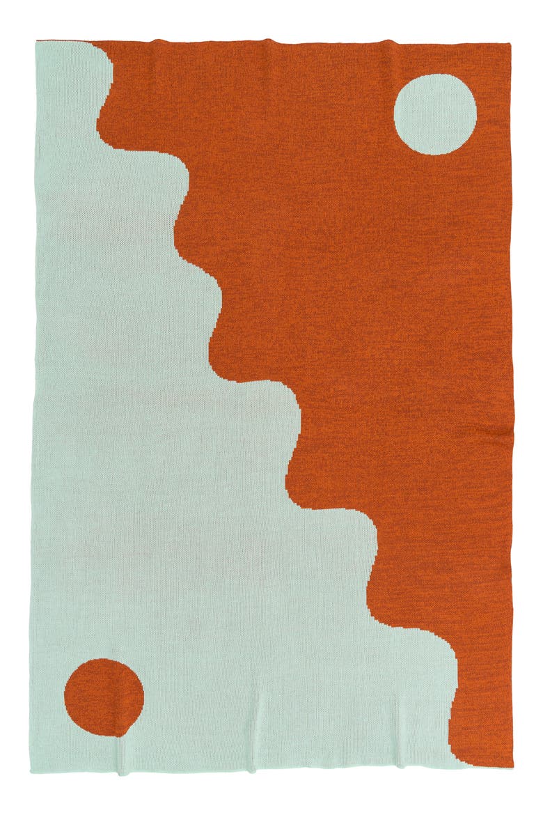 Yin Yang Wave Throw Blanket, Main, color, JADE RUST