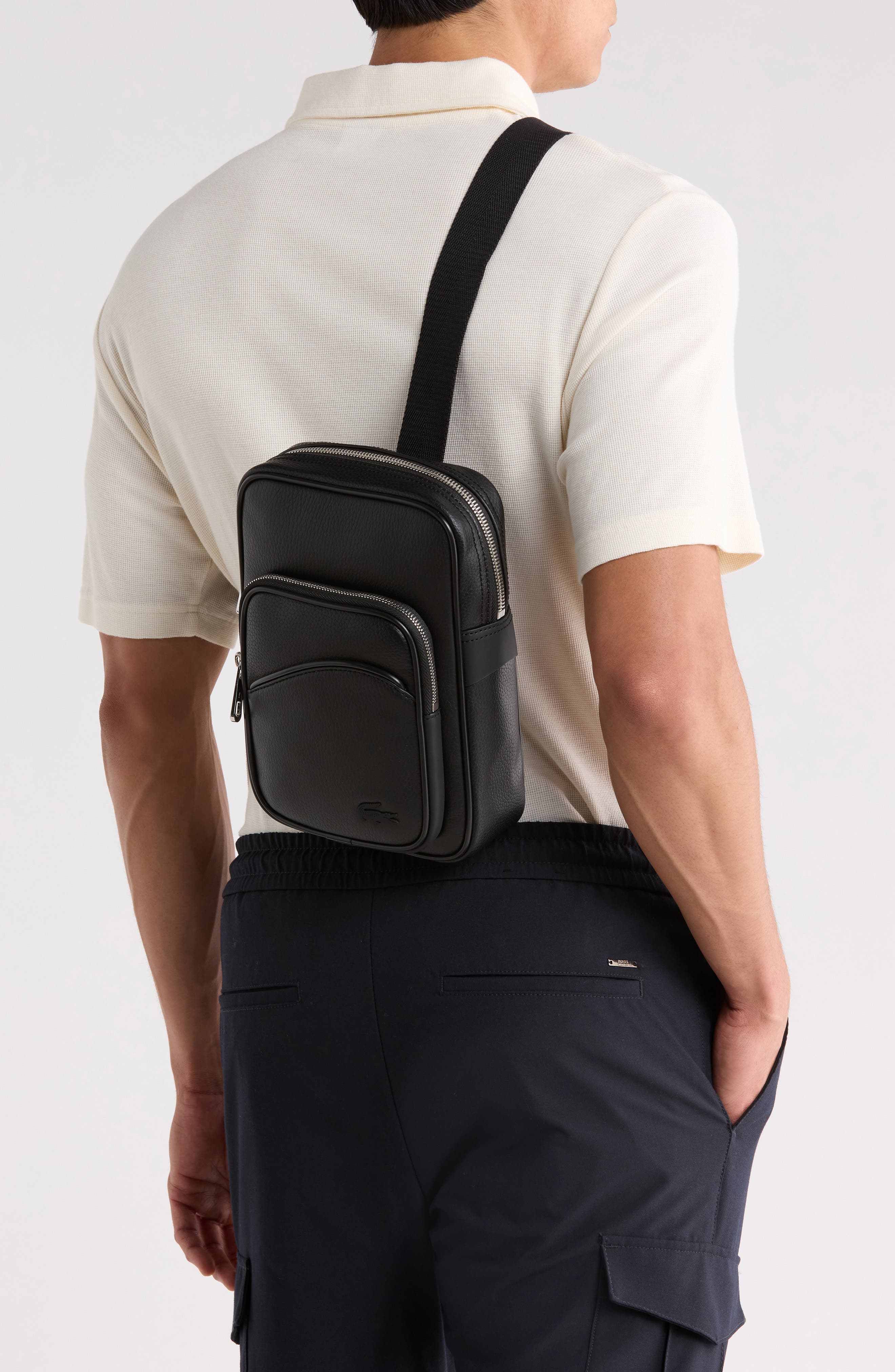 Angy Pebble Leather Crossbody Bag, Alternate, color, BLACK