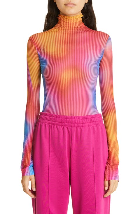 Gender Inclusive Body Heat Print Second Skin Funnel Neck Top