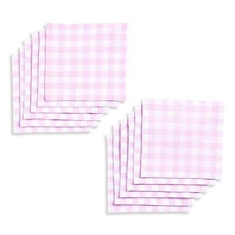 Linen Cocktail Napkins Set of 12, 6 x 6" - Gingham Check