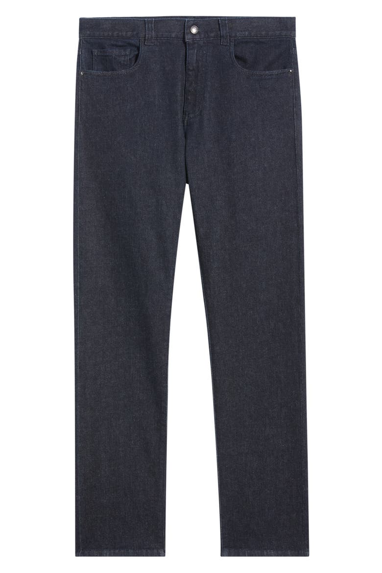 Cotton & Cashmere Blend Straight Leg Jeans, Main, color, NAVY