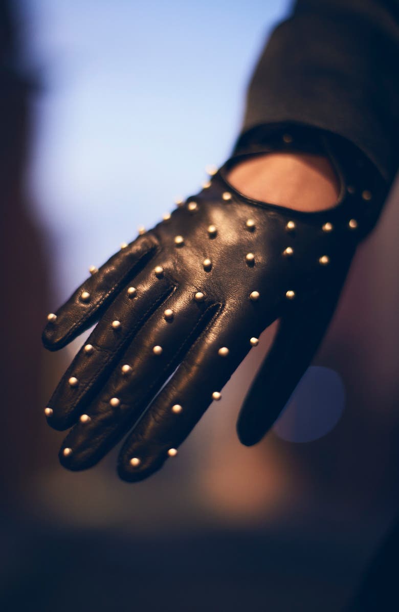 Seymoure Studded Imitation Pearl Driver Gloves, Alternate, color, 