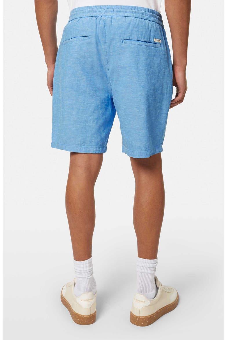 Flat Front Slub Cotton & Linen Twill Drawstring Bermuda Shorts, Alternate, color, AQUA BLUE