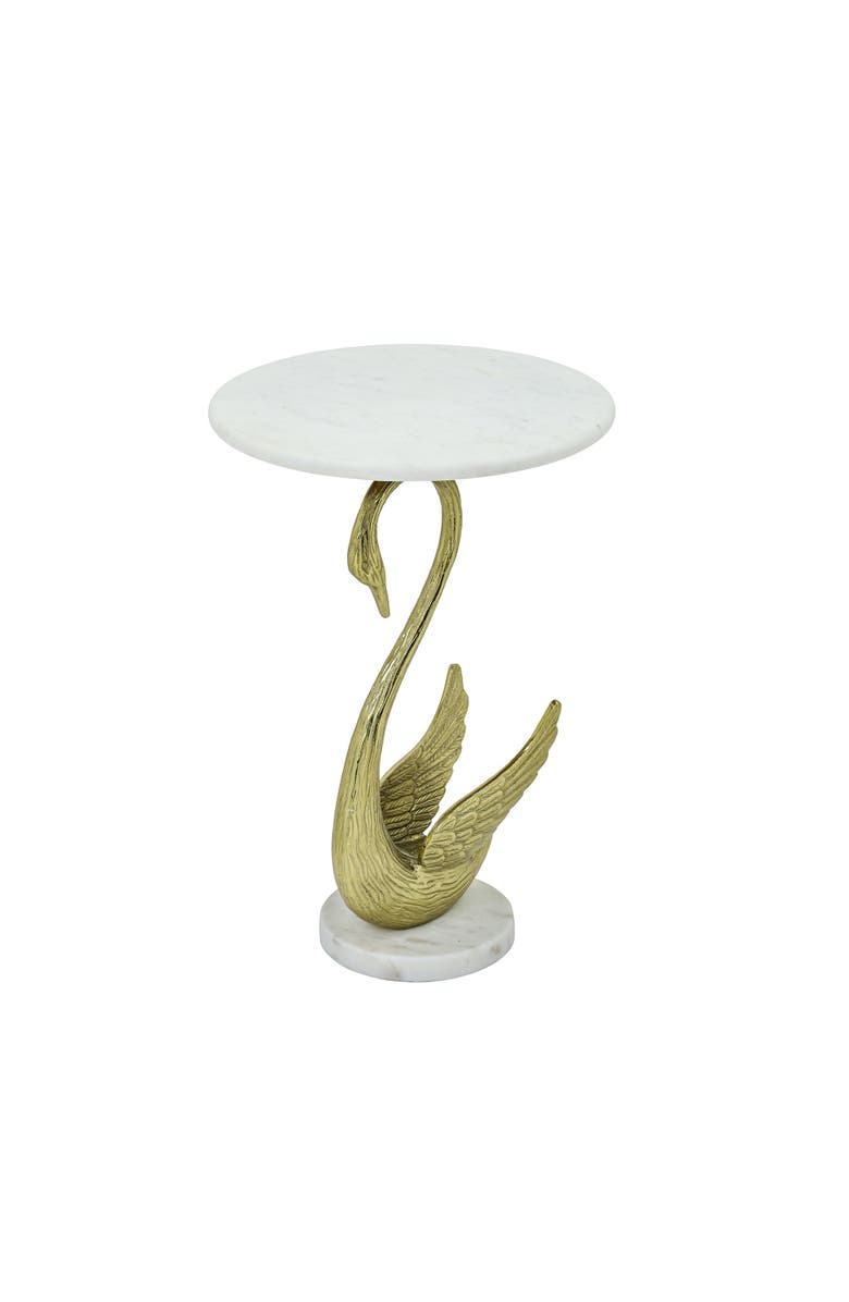 Expo Bazaar Side Table with Marble Top | Sculptural Side Table, Alternate, color, Gold