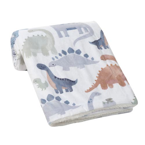 Lambs & Ivy Dino-might Ultra-soft Fleece Watercolor Dinosaur Baby Blanket In Multi