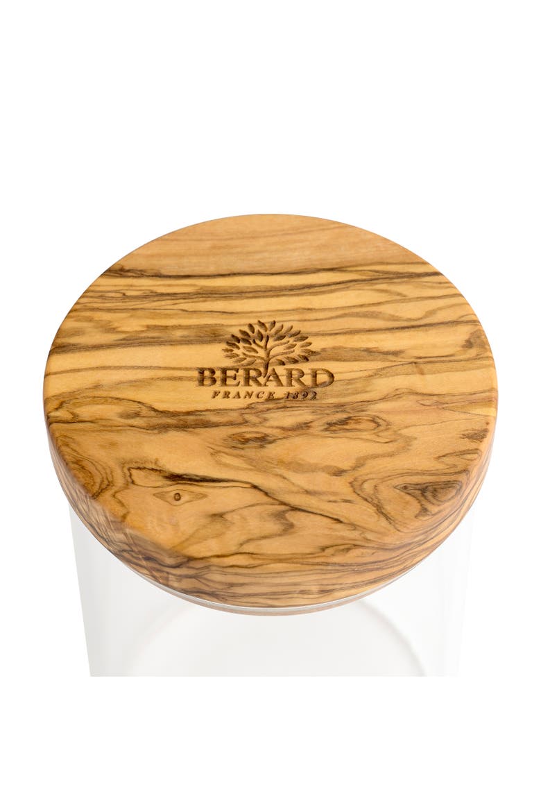 Glass Storage Jar With Olive Wood Lid, 20-ounce, Alternate, color, Brown