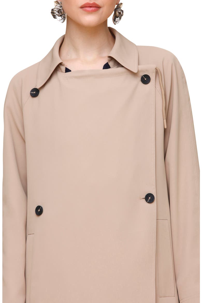 Waterfall Drape Front Double Breasted Trench Coat, Alternate, color, KHAKI