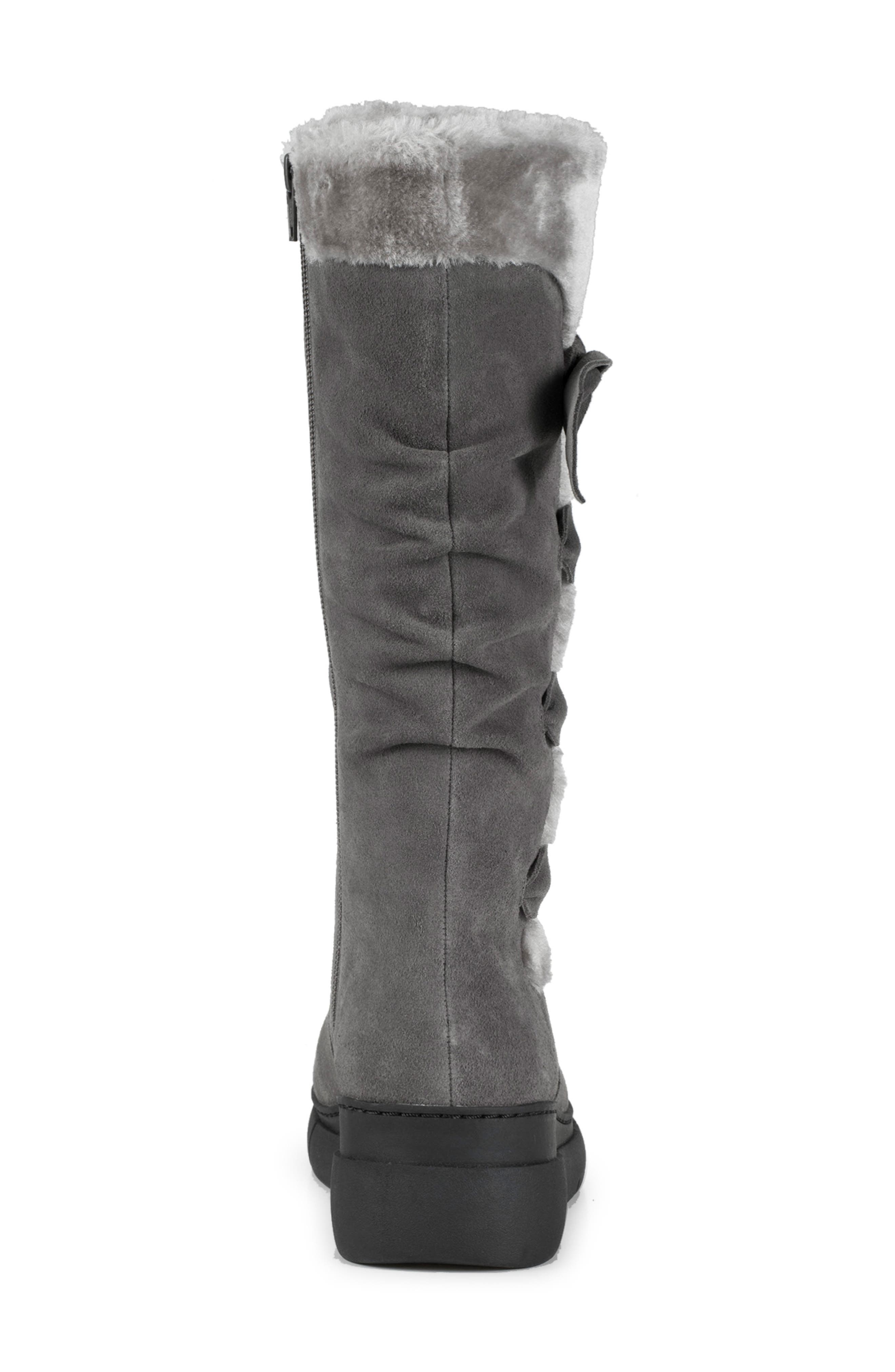 BARETRAPS Larenna Bow Tall Wedge Boot, Alternate, color, Dark Grey Suede