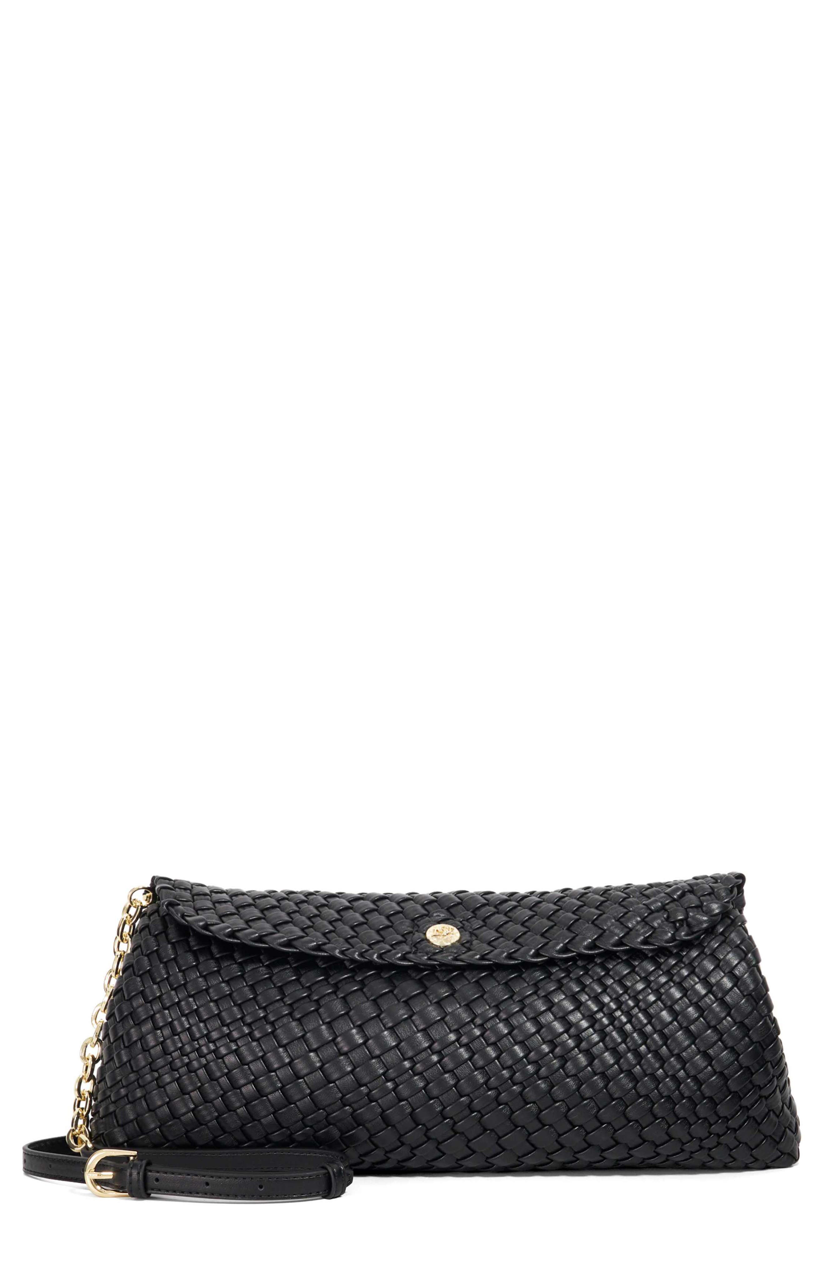 Dune London Encourage Us Woven Faux Leather Clutch, Main, color, Black