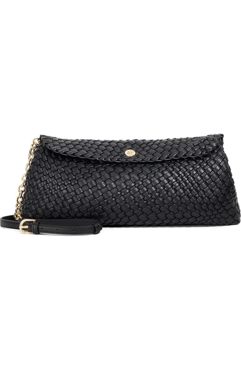 Dune London Encourage Us Woven Faux Leather Clutch, Main, color, Black