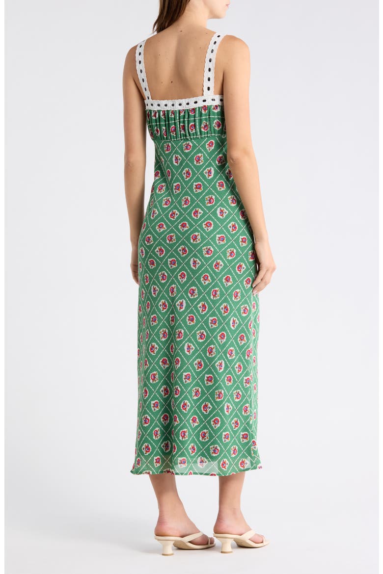 Floral Empire Waist Midi Dress, Alternate, color, GREEN SCARF