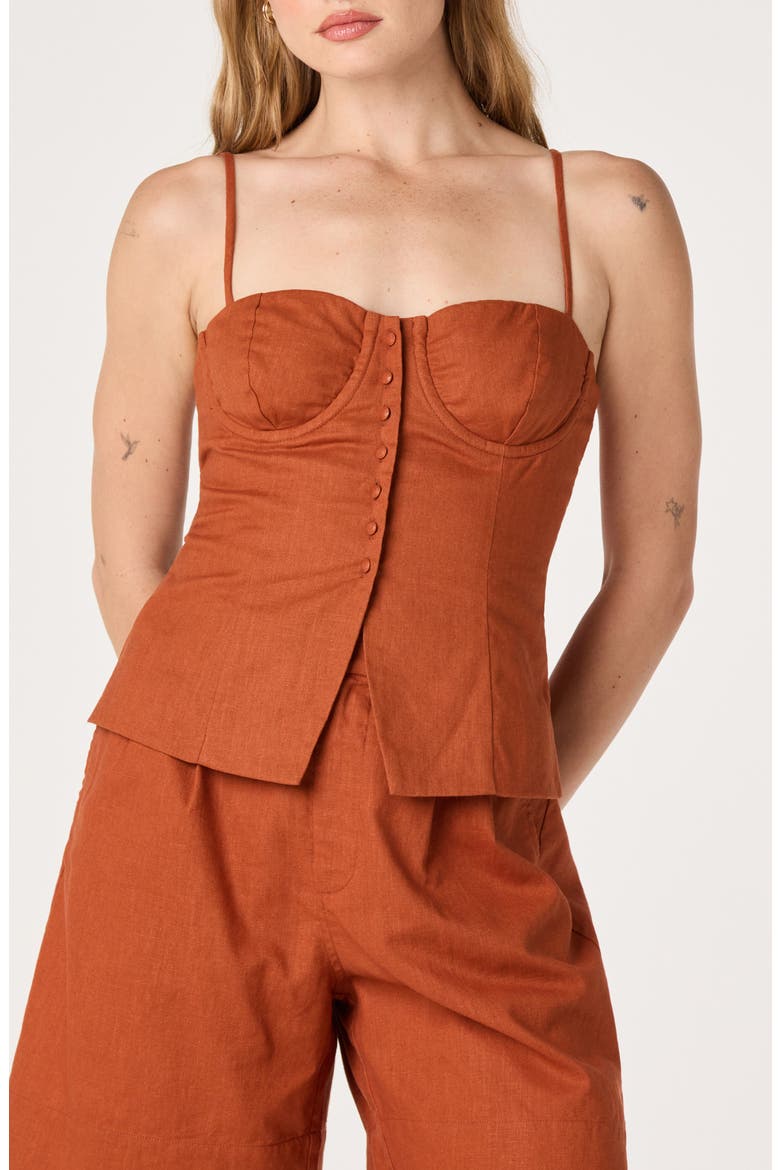 Koda Linen Blend Camisole, Main, color, RUST