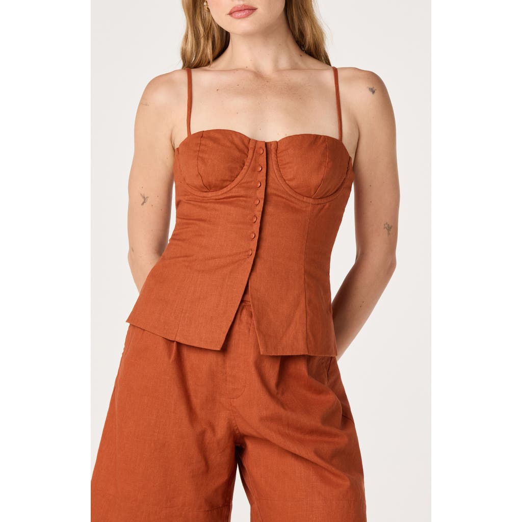 Astr The Label Koda Linen Blend Camisole In Brown