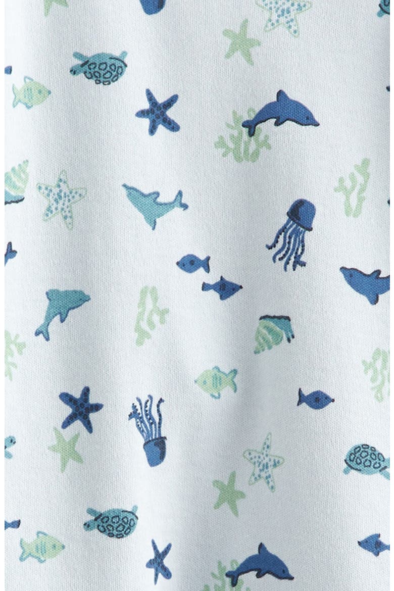 Print Zip Cotton Footie, Alternate, color, BLUE ILLUSION MARINE ANIMALS