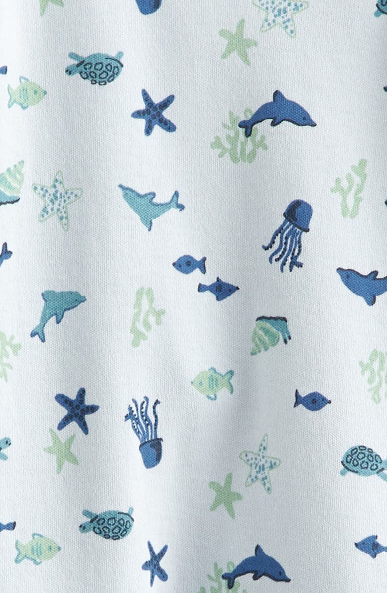 Nordstrom Print Zip Cotton Footie, Alternate, color, Blue Illusion Marine Animals