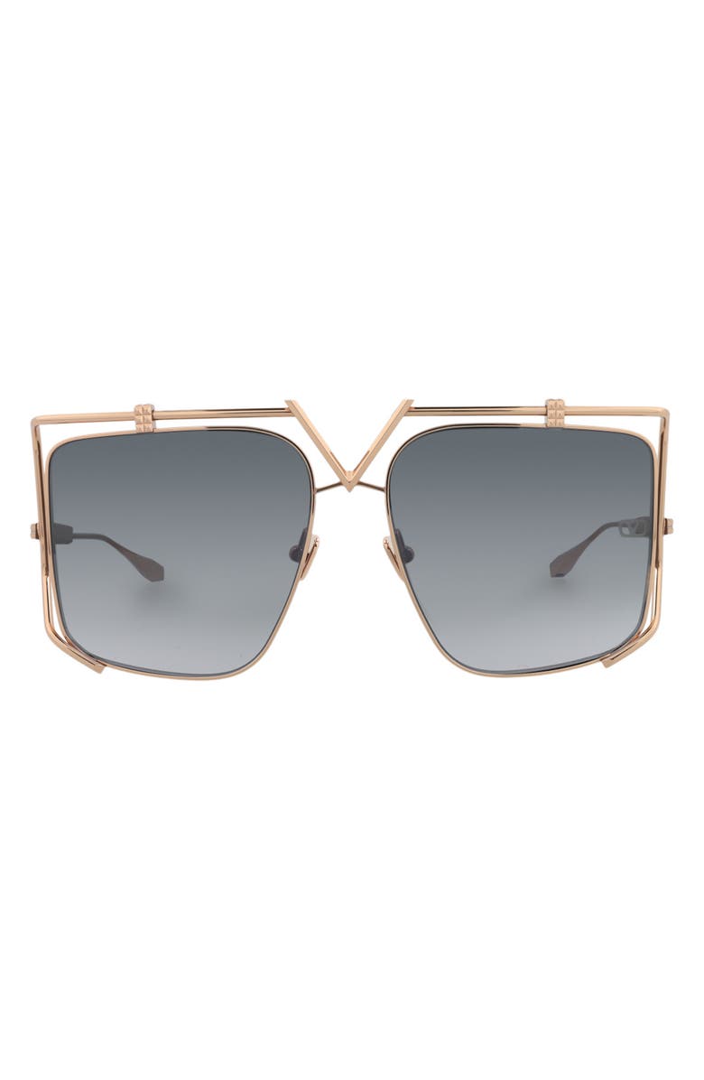 Valentino 59mm Square Sunglasses, Main, color, Gold Gold Grey