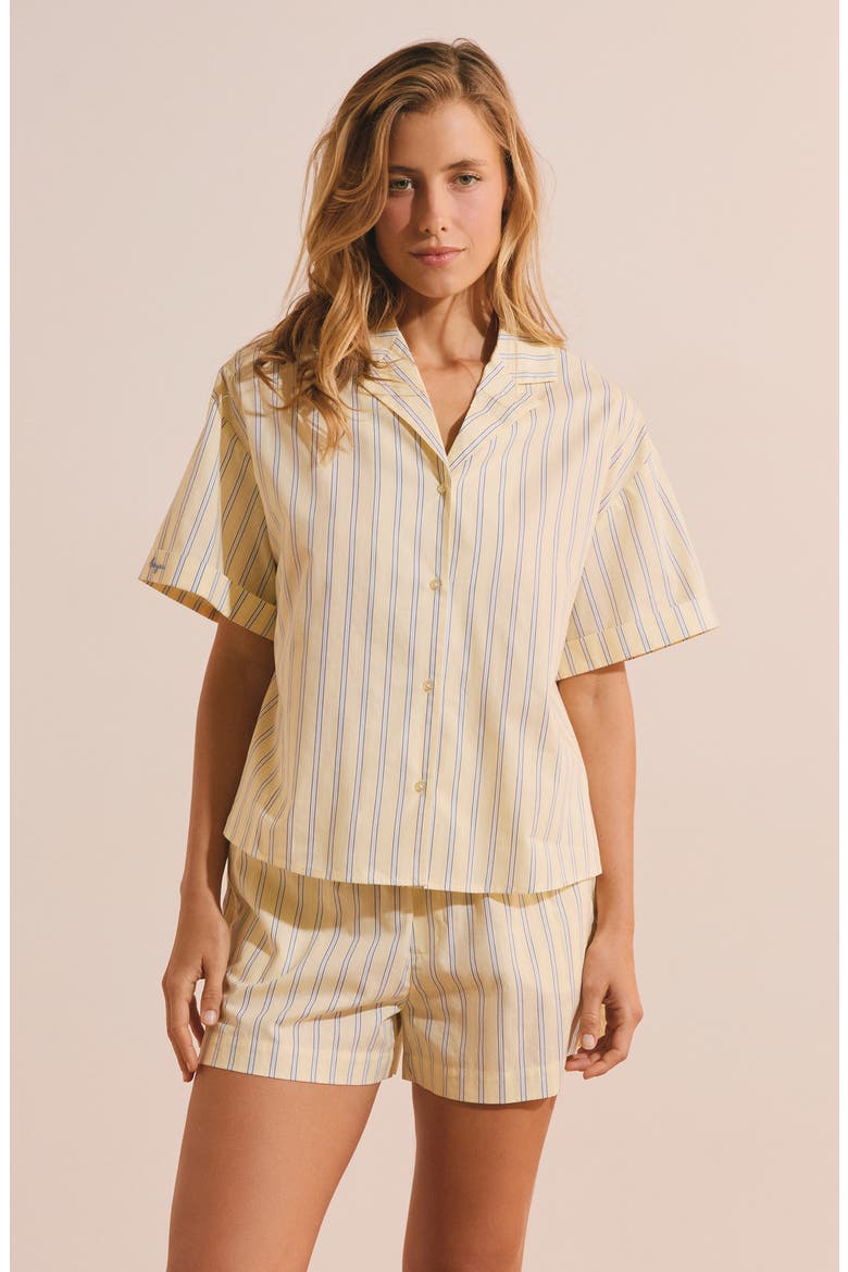 Benicio Striped Cotton Chemise, Alternate, color, LIGHT YELLOW