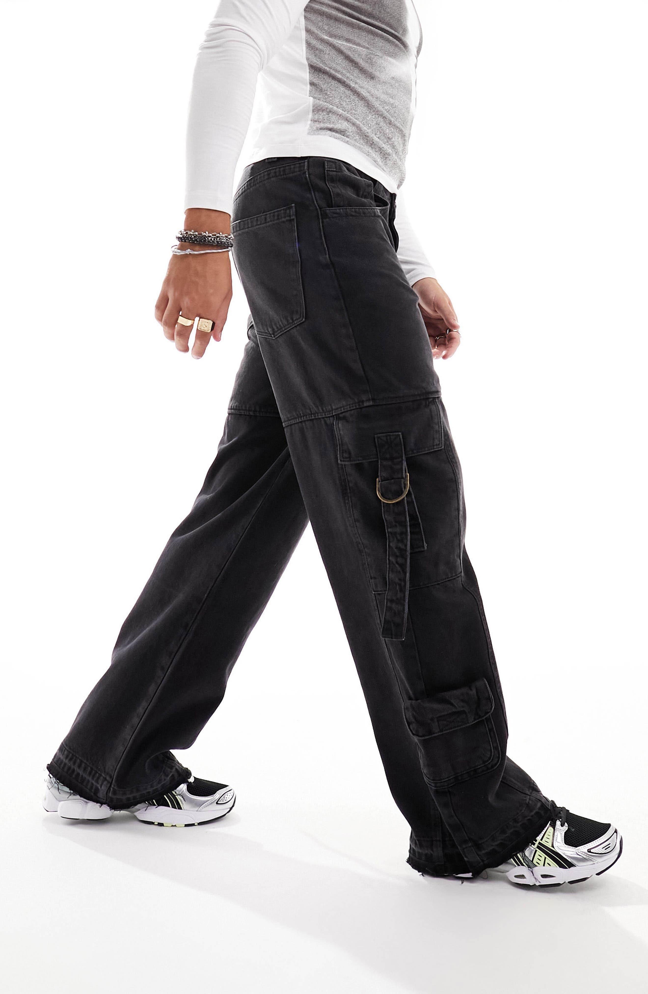ASOS DESIGN Release Hem Baggy Wide Leg Cargo Jeans (Men) | Nordstromrack