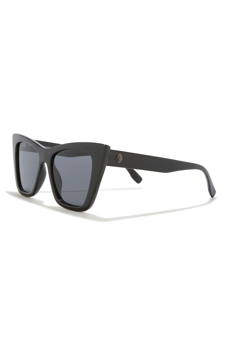 52mm Cat Eye Sunglasses, Alternate, color, SOLID BLACK
