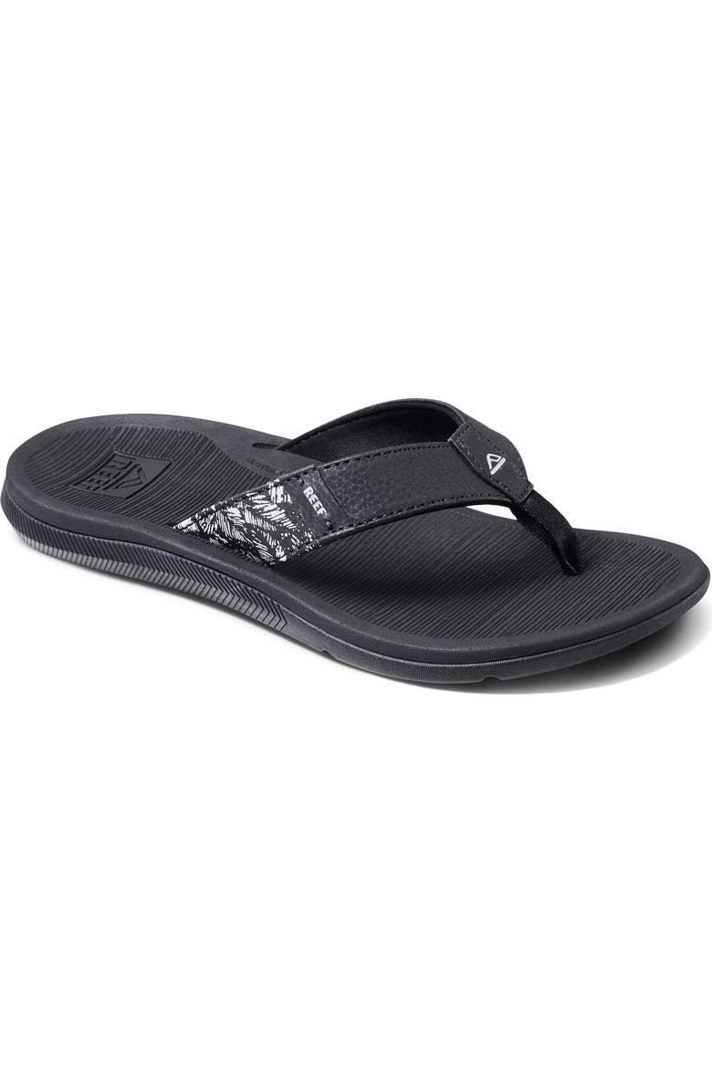 Reef Santa Ana Flip Flop, Main, color, Black/ White