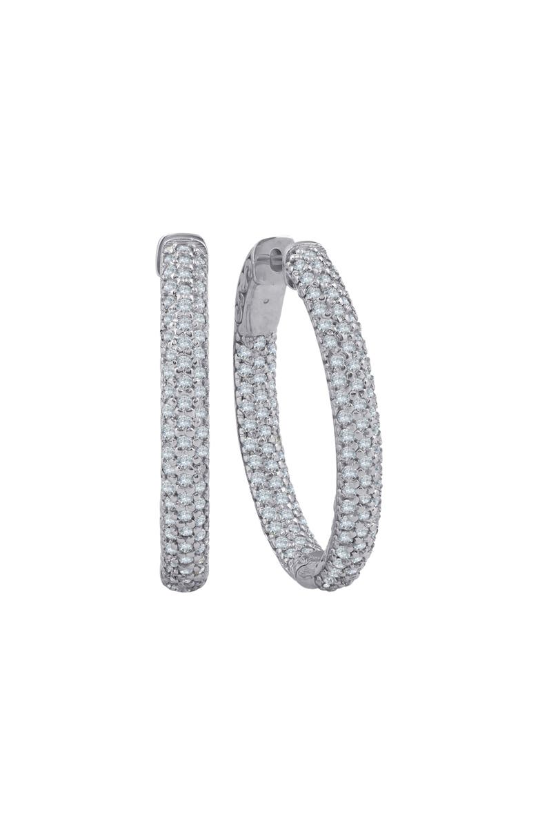 Bliss Diamond 2Ct Diamond Hoops Gold Pave Inside Outside Earrings 1.25" Tall Lab Grown, Main, color,