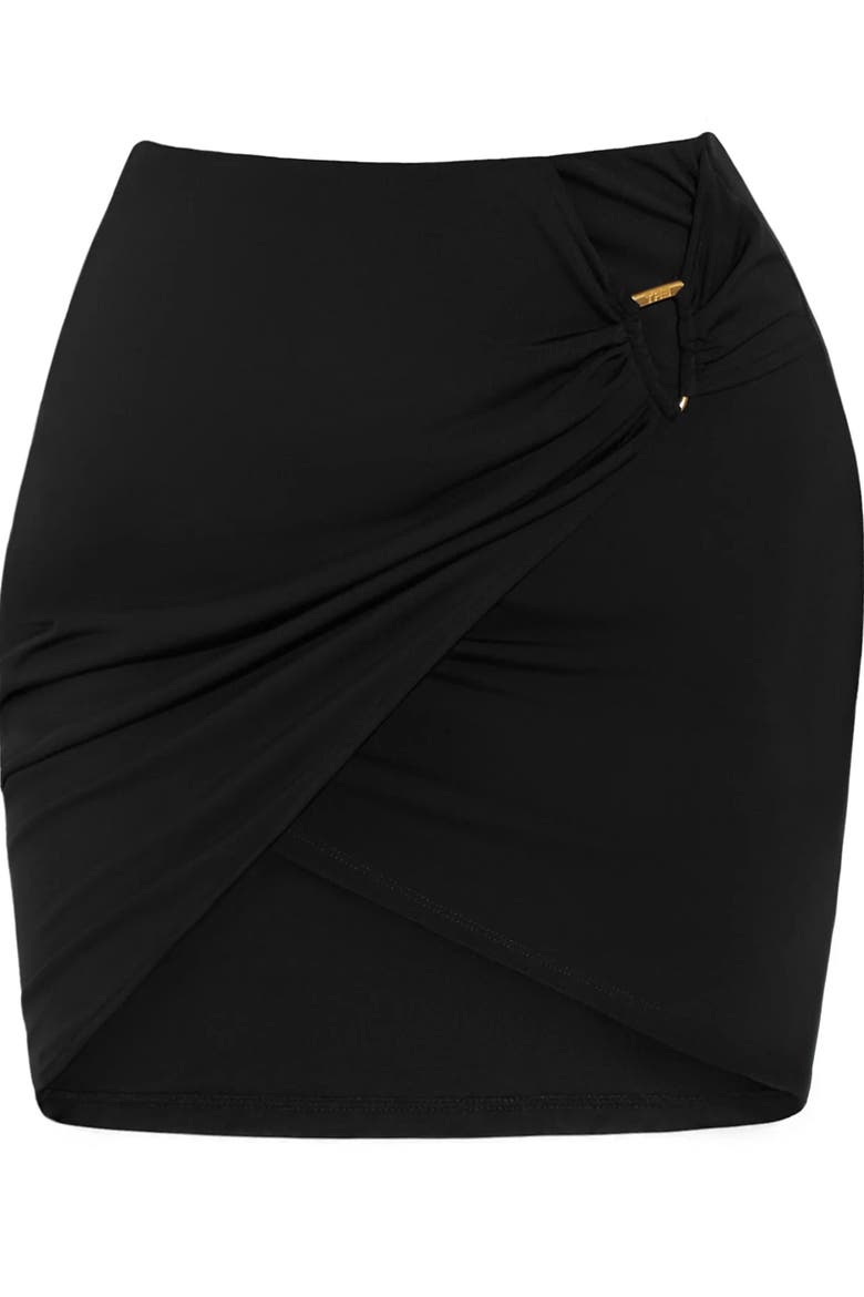 Sarong Cover-Up Mini Skirt, Alternate, color, Black