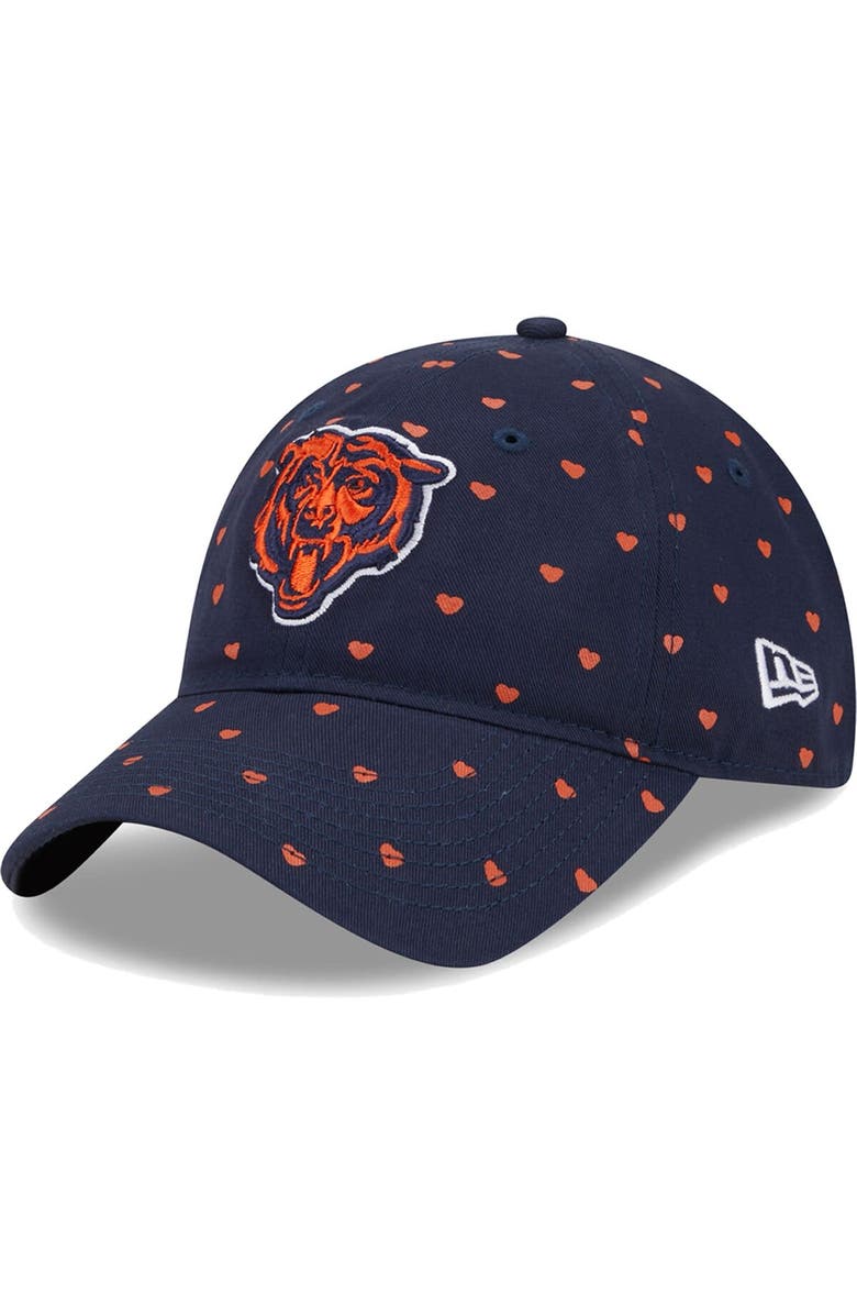 New Era Girls Preschool New Era Navy Chicago Bears Hearts 9TWENTY Adjustable Hat, Main, color, 