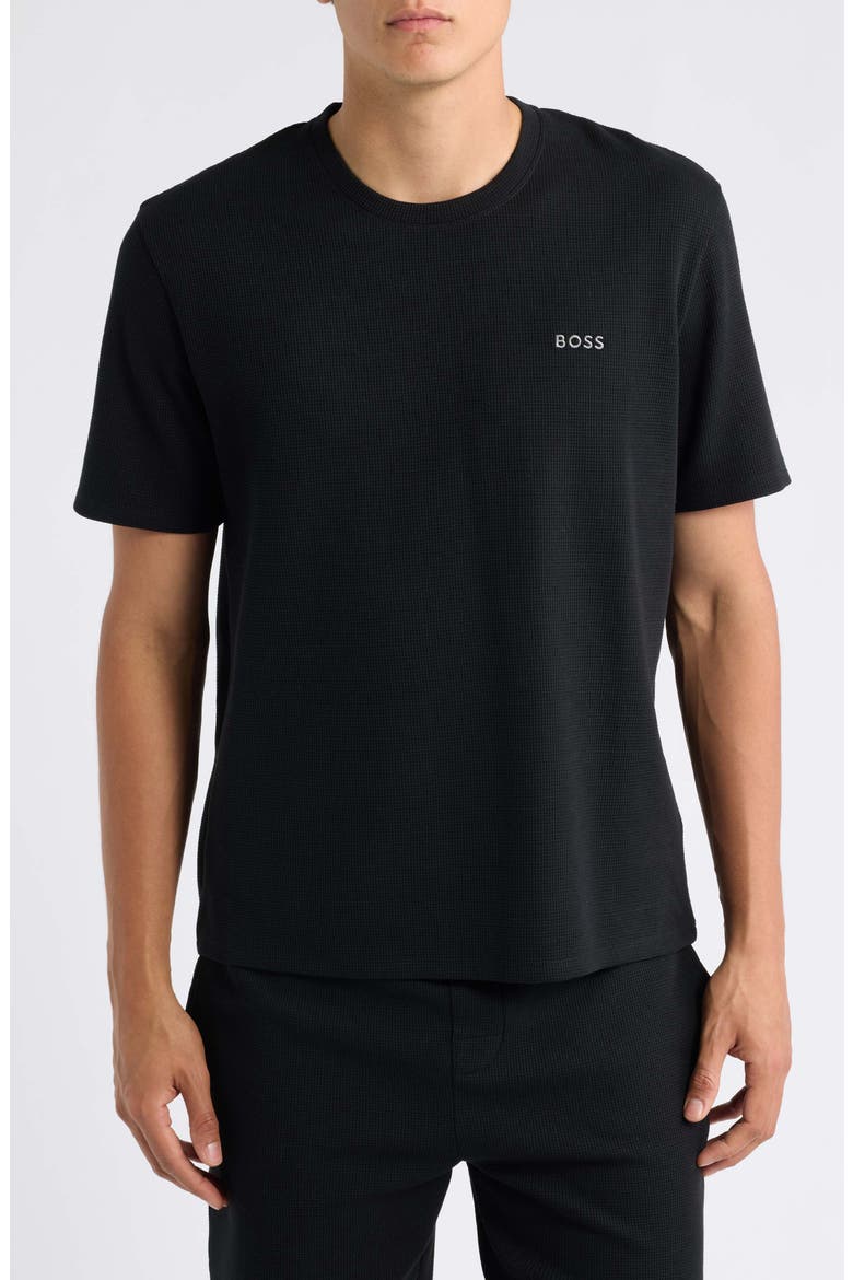 Waffle Knit T-Shirt, Main, color, BLACK