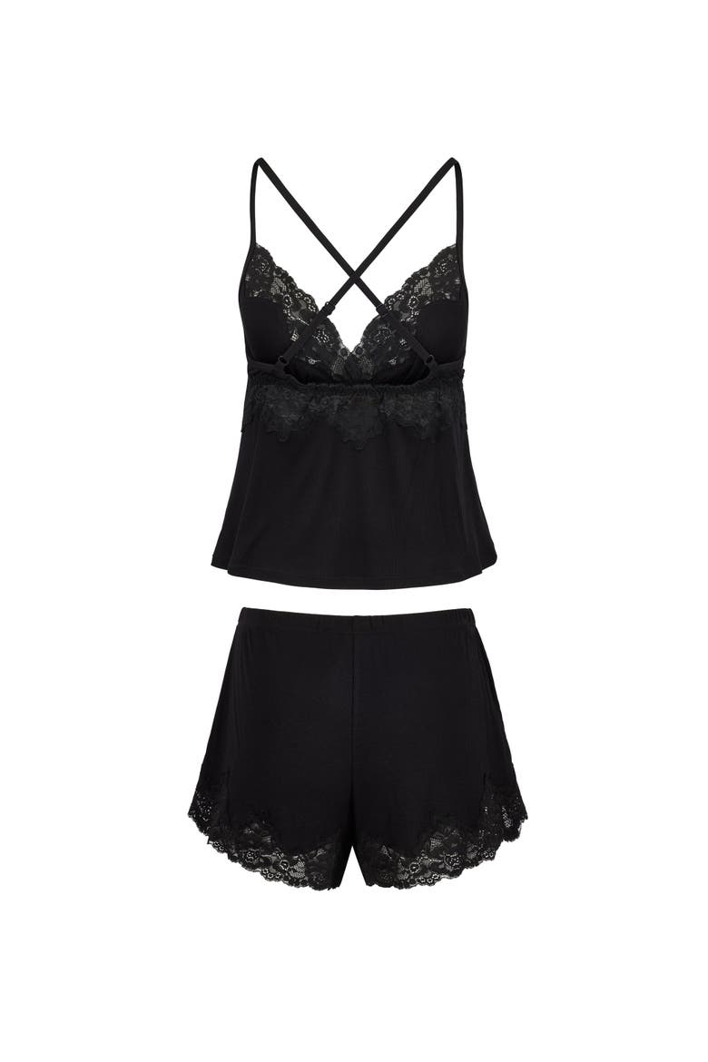 Lora Pajama Cami & Shorts Set, Alternate, color, Black