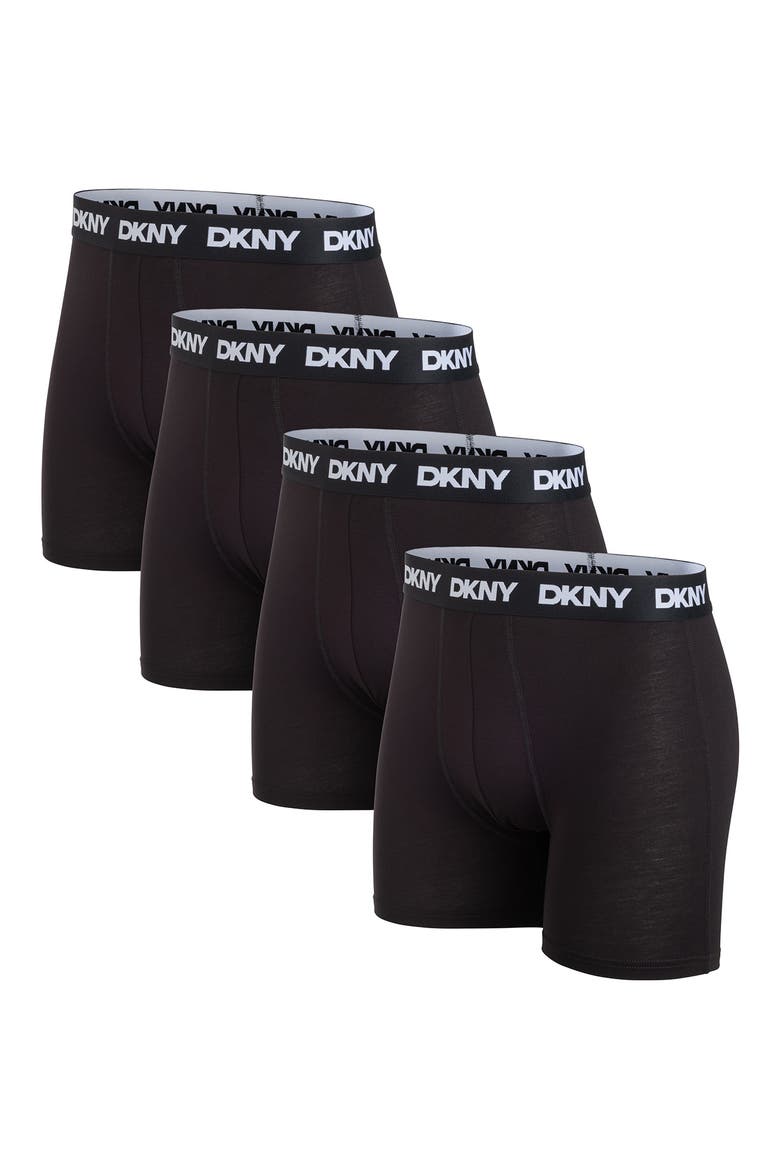 Soft Stretch Pack of 4 Boxer Briefs, Main, color, BLACK/BLACK/BLACK/BLACK