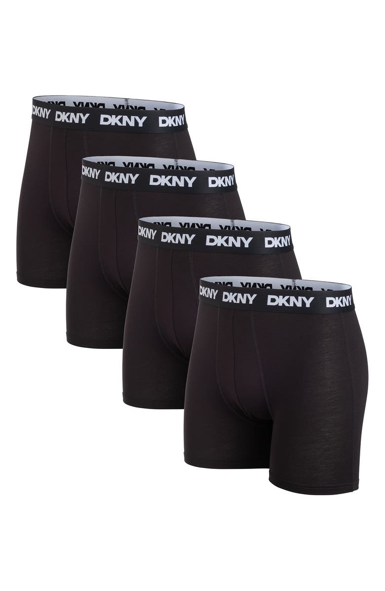 DKNY Pack of 4 Assorted Boxer Briefs, Main, color, Black/Black/Black/Black